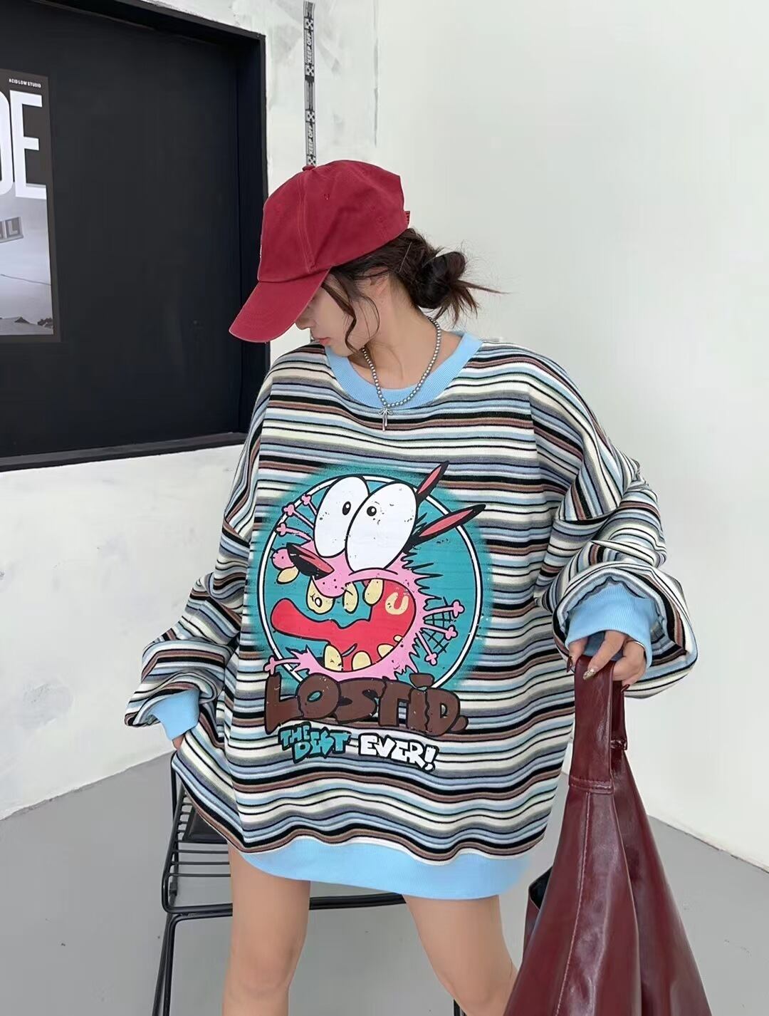【裹起毛】オシャレデザイン  sweet系可愛い スウェット<U-10564>