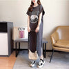 好感度満載 プリント 美感いっぱい Tシャツ カットソー ワンピース＜U-3599＞