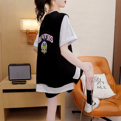 ルーズ 切り替え 美人度アップ Tシャツ＋ショートパンツ セットアップ＜U-3310＞