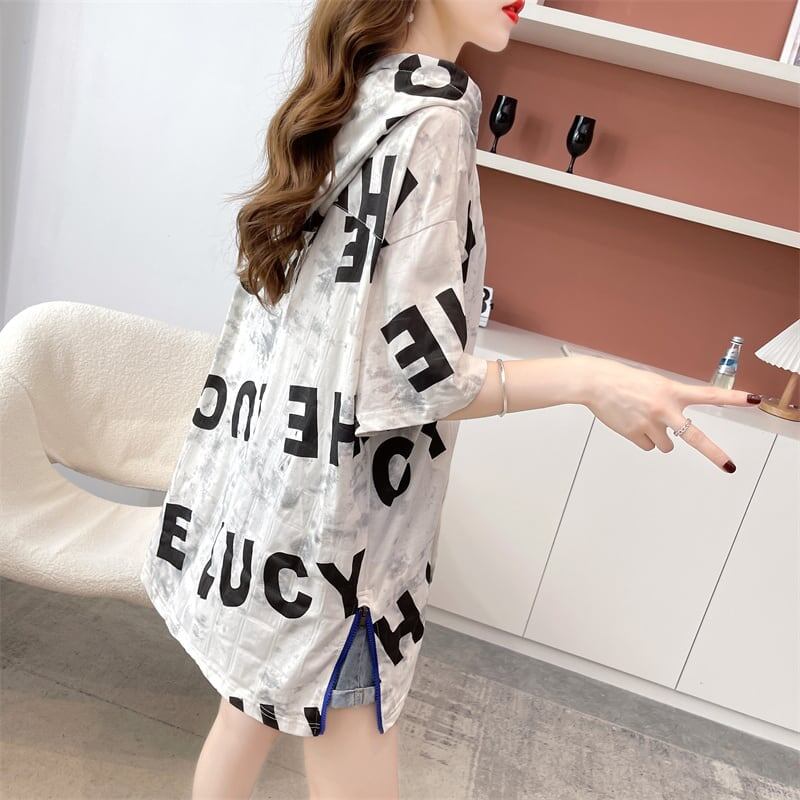 着心地抜群 切り替え 女性力を高める プリント Tシャツ カットソー＜U-3489＞