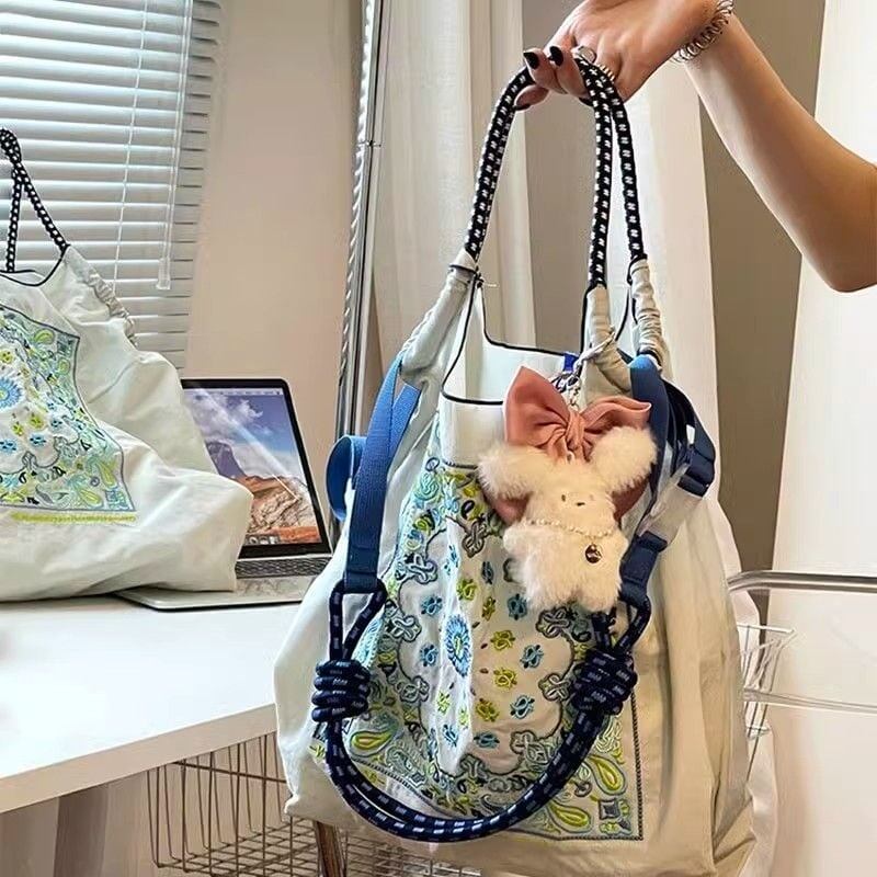 大好評 環境保護バッグ 刺繍プリント ショッピングバッグ<U-5734>