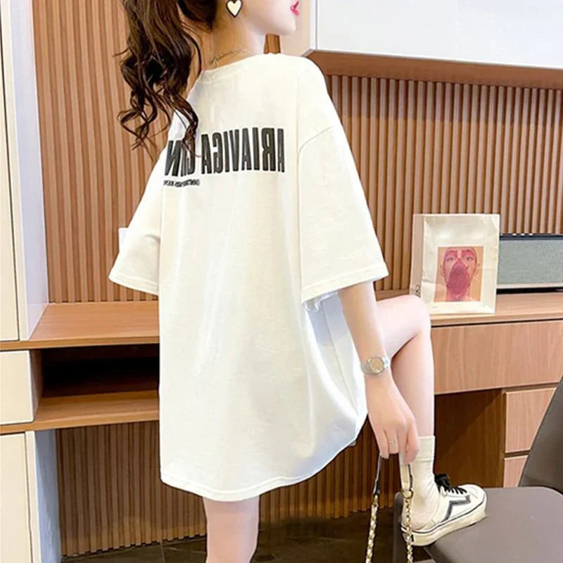 清純甘くて女子力UP ラウンドネック 一目惚れ カートゥーンプリント Tシャツ＜U-2817＞