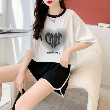 スタイリッシュ 切り替え 一目惚れ Tシャツ＋ショートパンツ セットアップ＜U-3614＞
