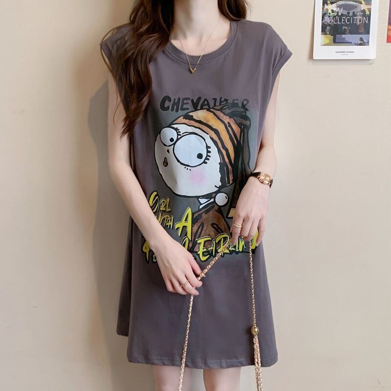 真夏も快適 着心地良い ファッション感満々 プリント全4色 ノースリーブ Tシャツ カットソー＜U-9161＞