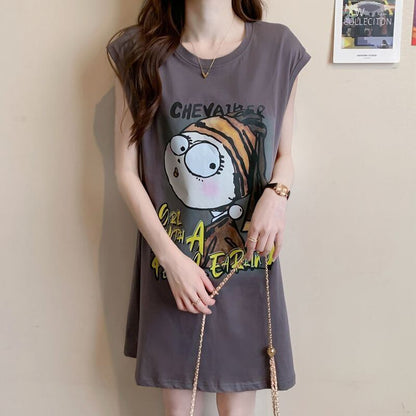 真夏も快適 着心地良い ファッション感満々 プリント全4色 ノースリーブ Tシャツ カットソー＜U-9161＞