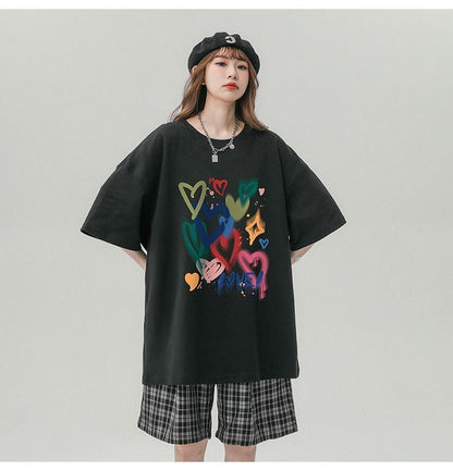 売り切れ必至 プリント ファッション 4色選択 半袖Tシャツ＜U-8594＞