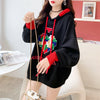 【裏起毛】新作ハートマーク配色裏起毛フード付きパーカー二色あり