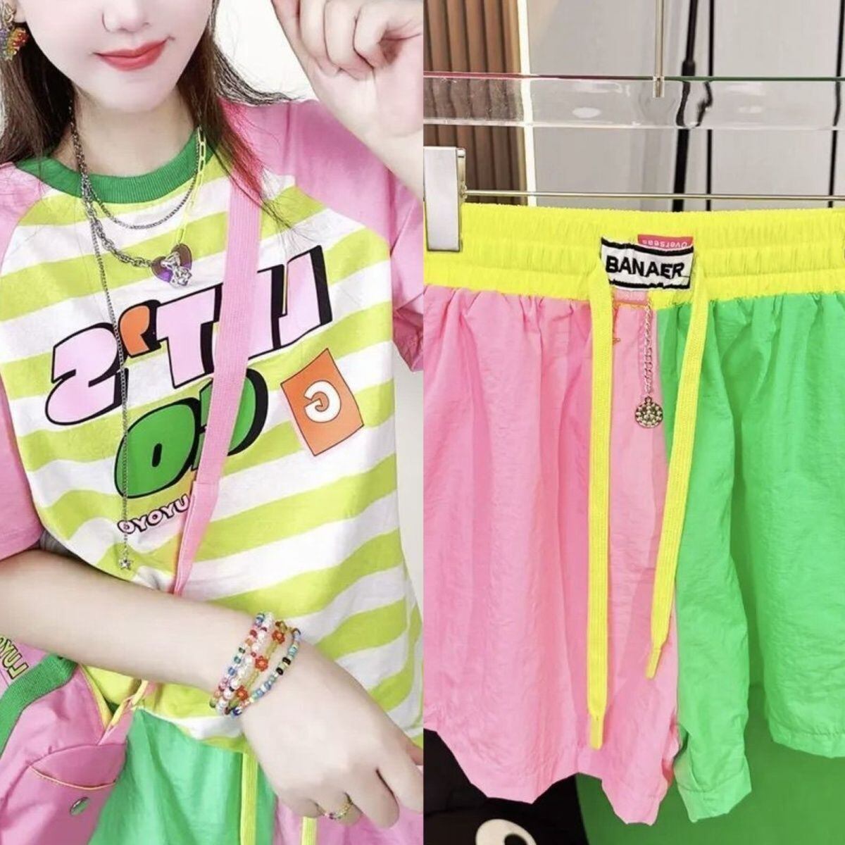 大人可愛い カジュアル 夏に嬉しい機能付き 半袖Ｔシャツⅹパンツセット全4色<U-11388>