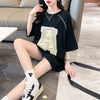 超人気商品 ロング アルファベット プリントTシャツ 三色 ゆったり半袖 ＜U-4019＞