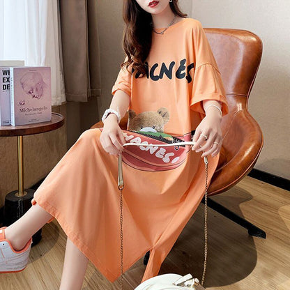 スタイリッシュ プリント カジュアル Tシャツ カットソー ワンピース＜U-8285＞