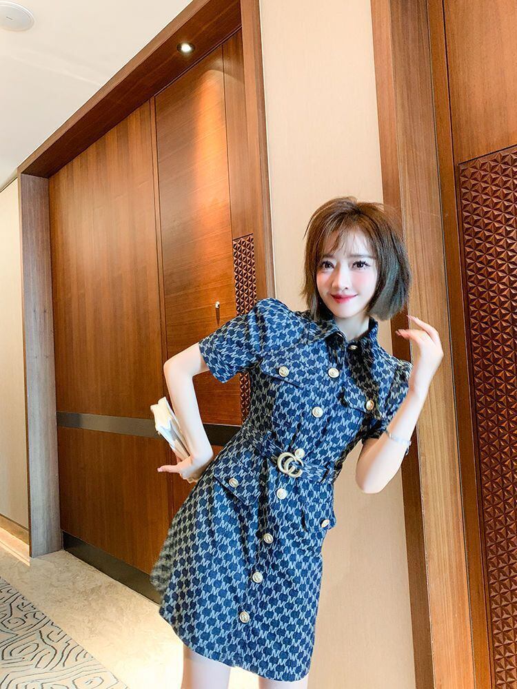 超人気 好感度UP 美人度アップ 上質 ファッション デニム ワンピース<U-8960>