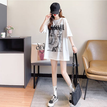 美人度アップ 切り替え ファッション プリント Tシャツ カットソー＜U-3399＞