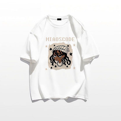 ベストセラーアイテム！ カジュアル 定番シンプル ルーズ プリント全5色 半袖Tシャツ<U-9022>