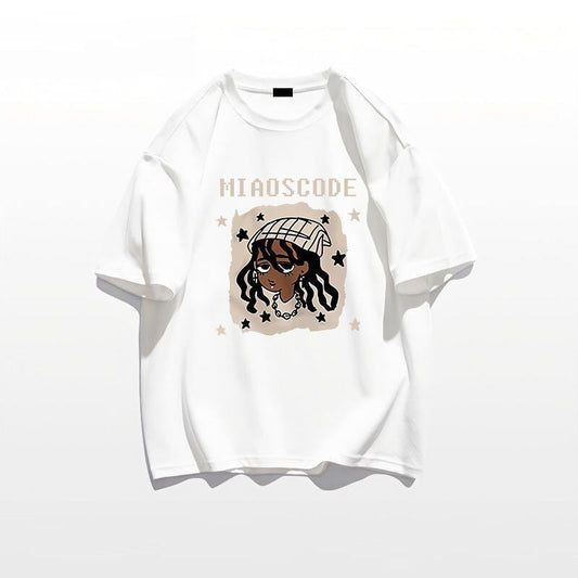 ベストセラーアイテム！ カジュアル 定番シンプル ルーズ プリント全5色 半袖Tシャツ<U-9022>