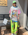 話題沸騰中 ゆったり カジュアル プリント カラーマッチング 半袖Tシャツ＜U-8067＞
