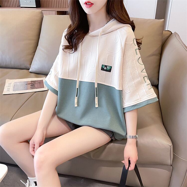 高級感 帽子付き 半袖 Tシャツ スウェット ＜U-8640＞