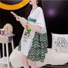 デザイン感 プリント チャーミング Tシャツ カットソー ワンピース＜U-3508＞