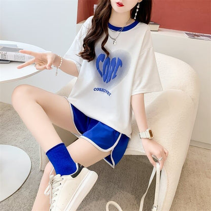 スタイリッシュ 切り替え 一目惚れ Tシャツ＋ショートパンツ セットアップ＜U-3614＞