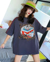 着せ ゆったり ビッグロゴ ロングTシャツ 半袖 ワンピース<U-4859>