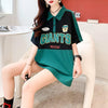 ファッションカジュアルネットレッドルーズポロカラー半袖Tシャツ<U-2856>