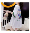 アルファベット プリント ドロップショルダー ロングTシャツ ゆったり＜U-2888＞