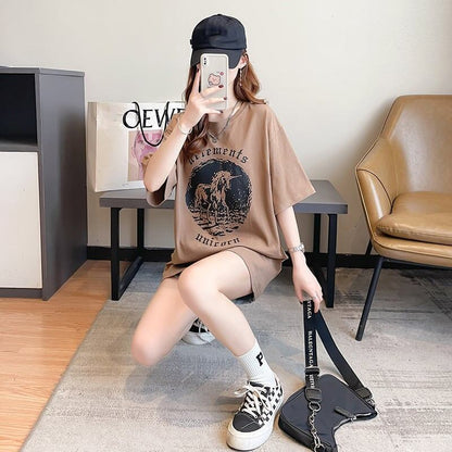 カジュアル 切り替え ファッション プリント Tシャツ カットソー＜U-3581＞