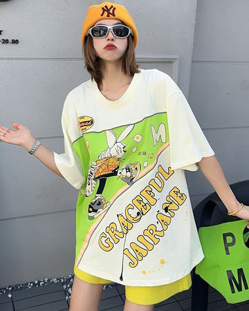 着回し力抜群 ファッション 個性派 レース プリント全3色 半袖Tシャツ<U-8981>