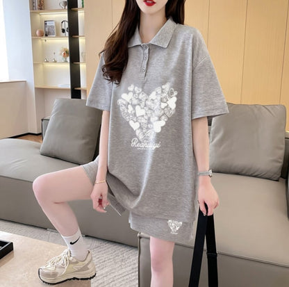 売り切れ必至 シンプル 清涼感たっぷり 半袖Tシャツ＋パンツ セットアップ＜U-8195＞