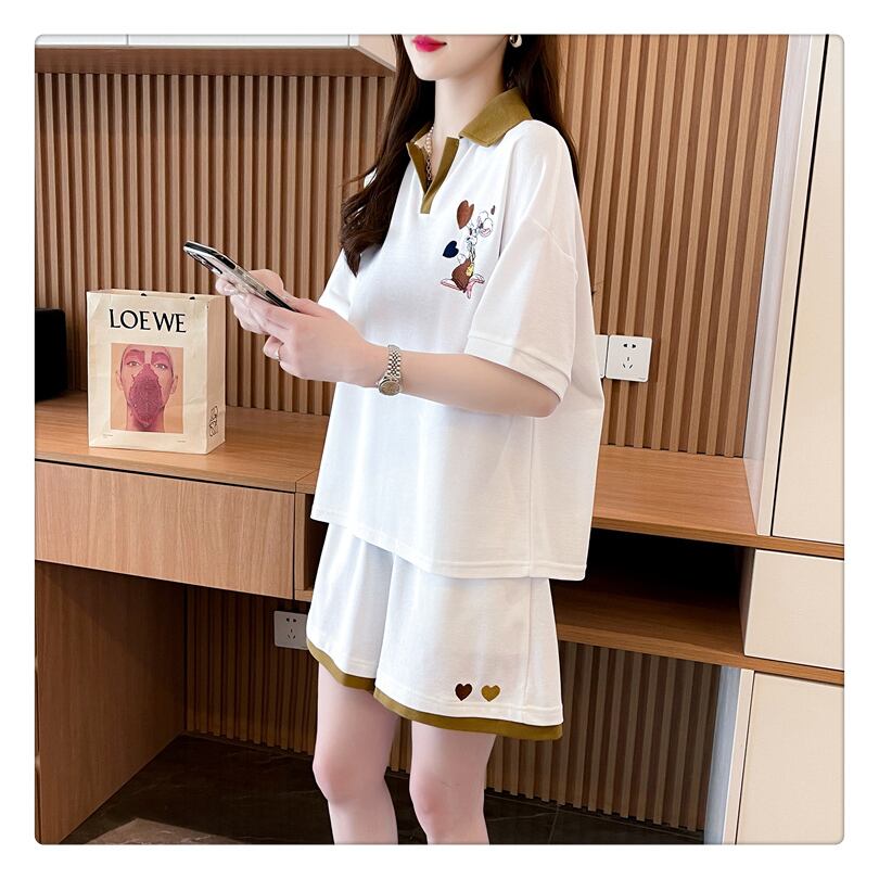 定番シンプル 切り替え カジュアル 半袖Ｔシャツⅹパンツセット全3色 <U-8267>