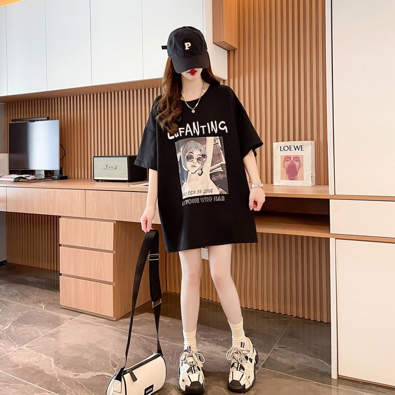 質感のいい 半袖 ラウンドネック Tシャツ ワンピース ＜U-8638＞