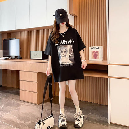 質感のいい 半袖 ラウンドネック Tシャツ ワンピース ＜U-8638＞