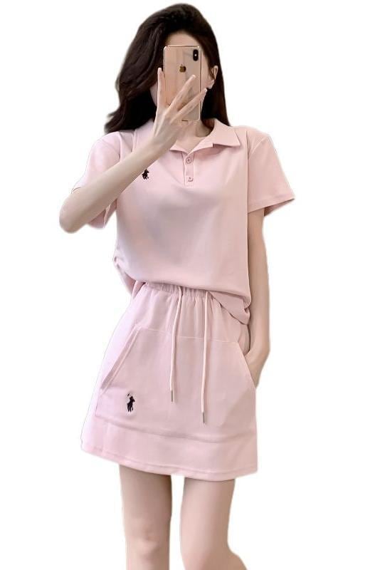 大好評 カジュアル 売り切れ必至 半袖 Tシャツ+ 短いスカート セットアップ ＜U-8967＞