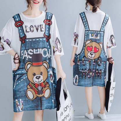旅行Ｔシャツ 夏 レディース 膝丈 プリント 大きいサイズ ゆったりさらっと涼しい U-656