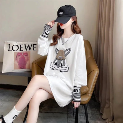 【秋の初めの割引！！】美人度アップ トップス ウサギちゃん 二色 長袖Tシャツ ＜U-4007＞