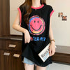 【半額！期間限定！！】超人気 ファッション カジュアル プリント ノースリーブ Tシャツ<U-8487>