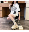 絶対流行 一目惚れ 個性的なデザイン 2色選択可 プリント Tシャツ カットソー＜U-8279＞