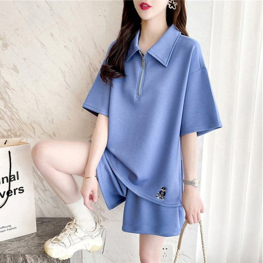 ファッション 切り替え ゆったり感アップ Tシャツ＋ショートパンツ セットアップ＜U-3616＞
