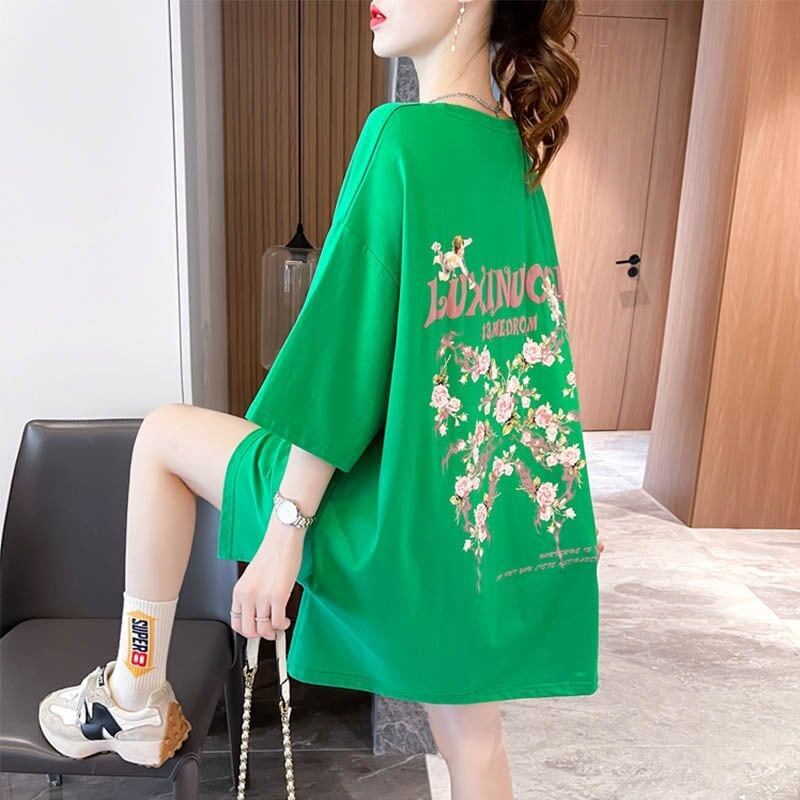 スタイリッシュ 切り替え 一目惚れ プリント Tシャツ カットソー＜U-3619＞