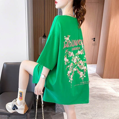 スタイリッシュ 切り替え 一目惚れ プリント Tシャツ カットソー＜U-3619＞