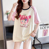 女子マスト ラグランTシャツ カラーマッチング ライトパープル アルファベットプリント半袖 ＜U-2974＞