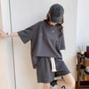 定番シンプル ?感?佳 夏に嬉しい機能付き カジュアル 全4色 半袖トップスⅹショートパンツセット<U-9079>