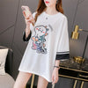 合わせやすい アルファベット ラウンドネック プリントTシャツ ゆったり ワンピース＜U-3992＞