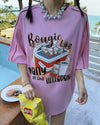 着せ ゆったり ビッグロゴ ロングTシャツ 半袖 ワンピース<U-4859>