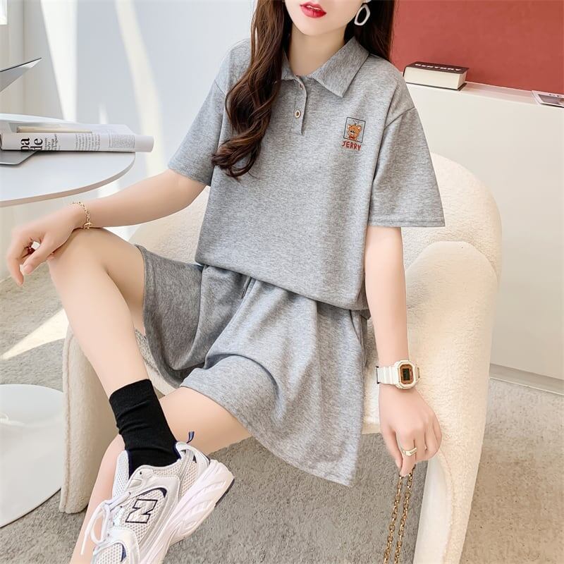 カジュアル 切り替え オシャレ度満点 Tシャツ＋ショートパンツ セットアップ＜U-3613＞