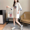 韓国系 ドロップショルダー 刺? レイヤードTシャツ ゆったり半袖 ＜U-3053＞