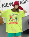 早い者勝ち キュート ファッション ルーズ 落書き風 プリント半袖Tシャツ 全3色<U-4913>