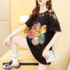 大人可愛い 切り替え レース 透かし彫り プリント全2色 半袖Tシャツ カットソー ＜U-8560＞