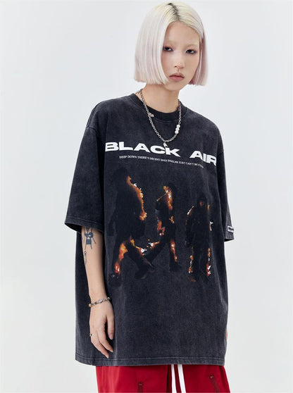 タイドブランド  アメリカンストリート レトロフレームプリントTシャツ<U-2905>