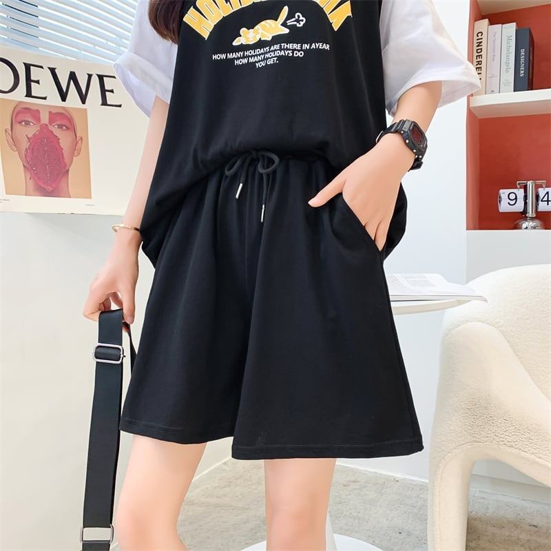美人度アップ 切り替え チャーミング Tシャツ＋ショートパンツ セットアップ＜U-3615＞