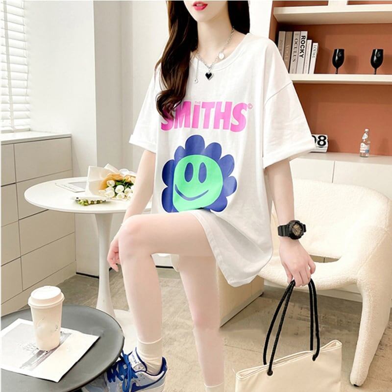 美人度アップ 切り替え ファッション プリント Tシャツ カットソー＜U-3412＞